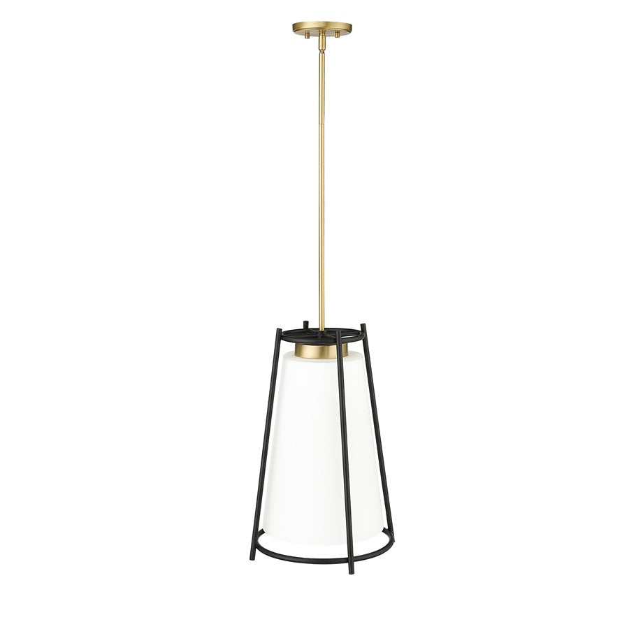 Millennium Milroe 1Lt Pendant, Brass/Opal glass with Etched outside