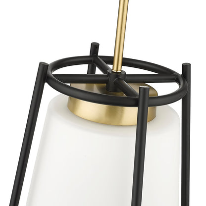 Millennium Milroe 1Lt Pendant, Brass/Opal glass with Etched outside