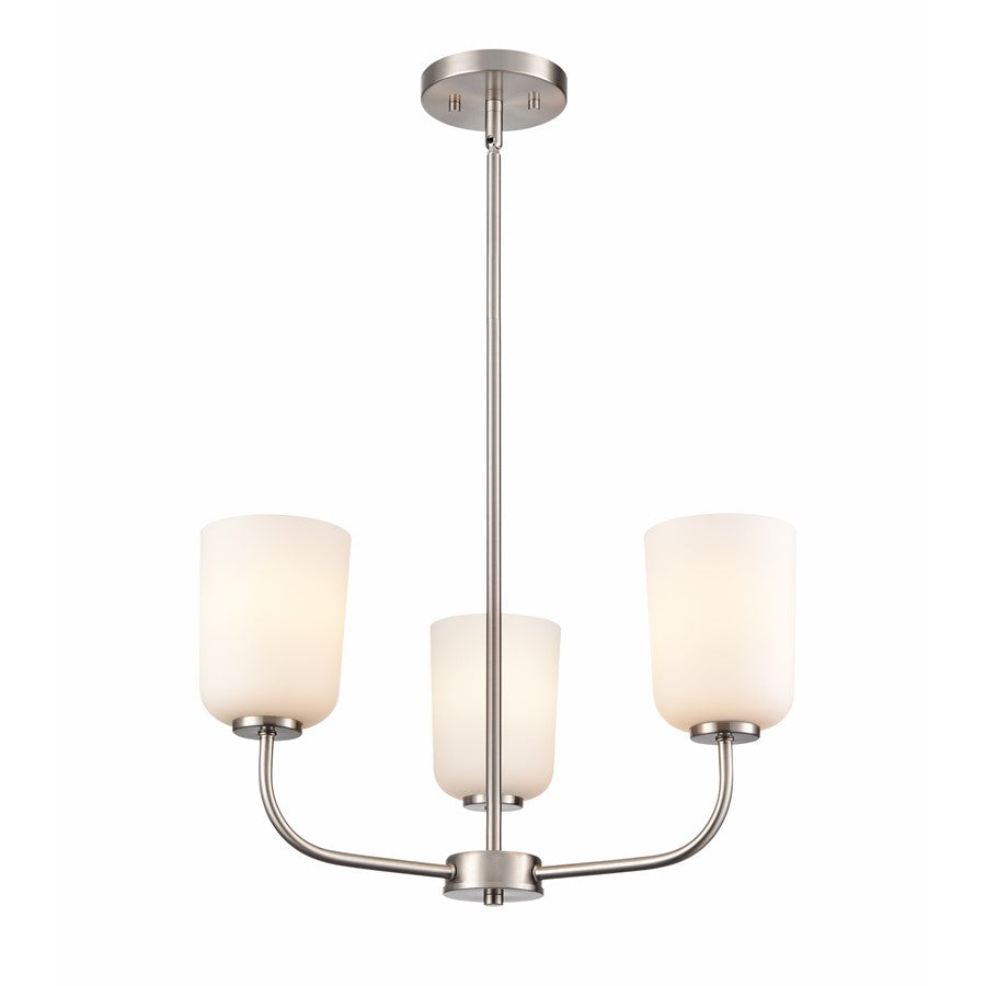 Millennium Lighting Laphia 3Lt 21" Chandelier, Nickel/Etched Opal - 214003-BN