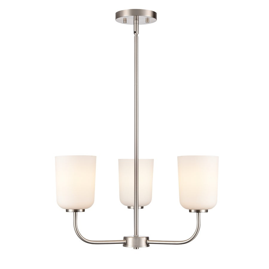 Millennium Lighting Laphia 3Lt 21" Chandelier, Nickel/Etched Opal