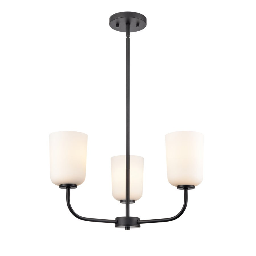 Millennium Lighting Laphia 3Lt 21" Chandelier, Black/Etched Opal - 214003-MB