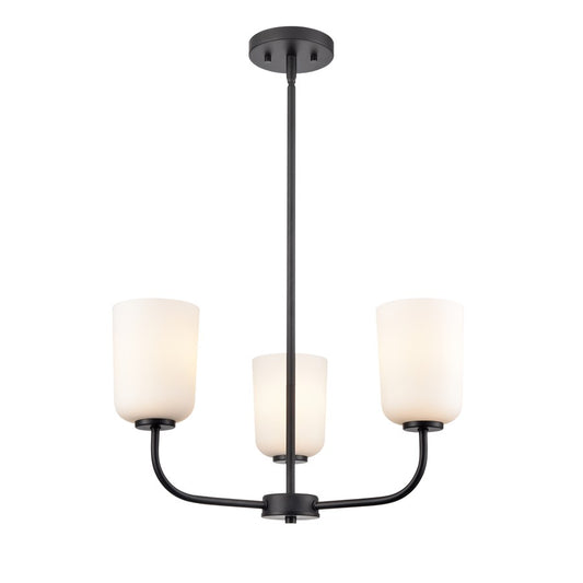 Millennium Lighting Laphia 3Lt 21" Chandelier, Black/Etched Opal - 214003-MB