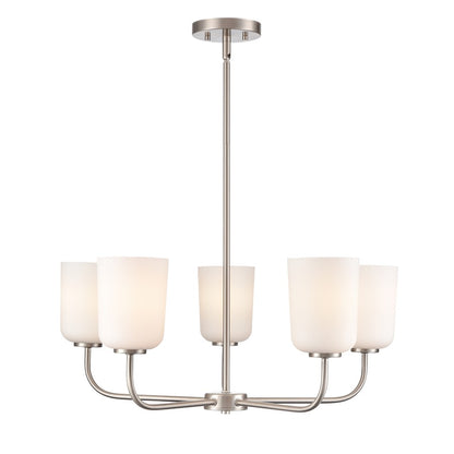 Millennium Lighting Laphia 5Lt 27" Chandelier, Nickel/Etched Opal