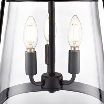 Millennium Lighting Adabella 11.75" 3Lt Pendant, Matte Black/Clear
