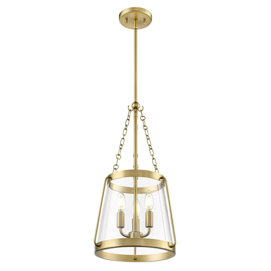 Millennium Lighting Adabella 11.75" 3Lt Pendant, Vintage Brass/Clear - 21403-VB