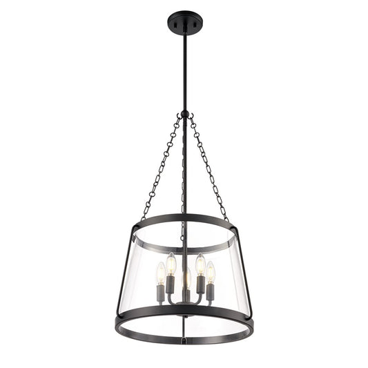 Millennium Lighting Adabella 17.75" 5Lt Pendant, Matte Black/Clear - 21405-MB
