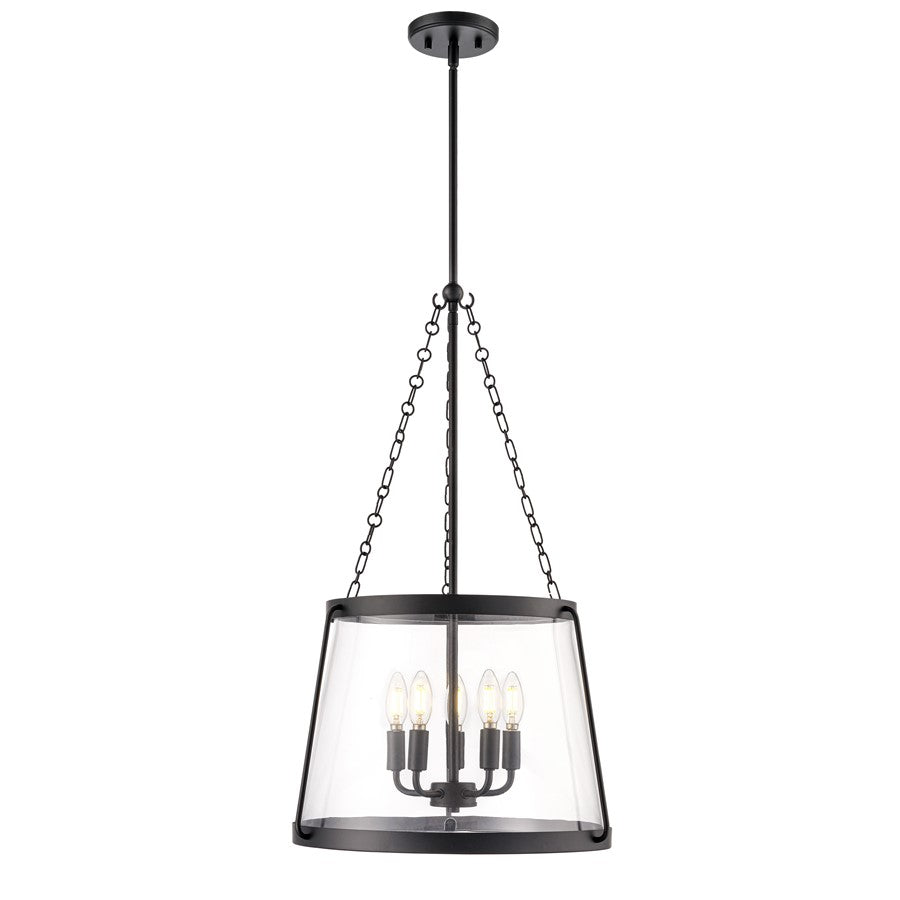 Millennium Lighting Adabella 17.75" 5Lt Pendant, Matte Black/Clear