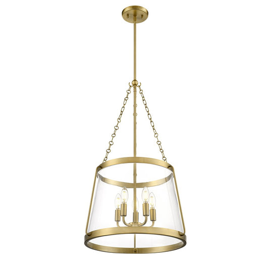 Millennium Lighting Adabella 17.75" 5Lt Pendant, Vintage Brass/Clear - 21405-VB
