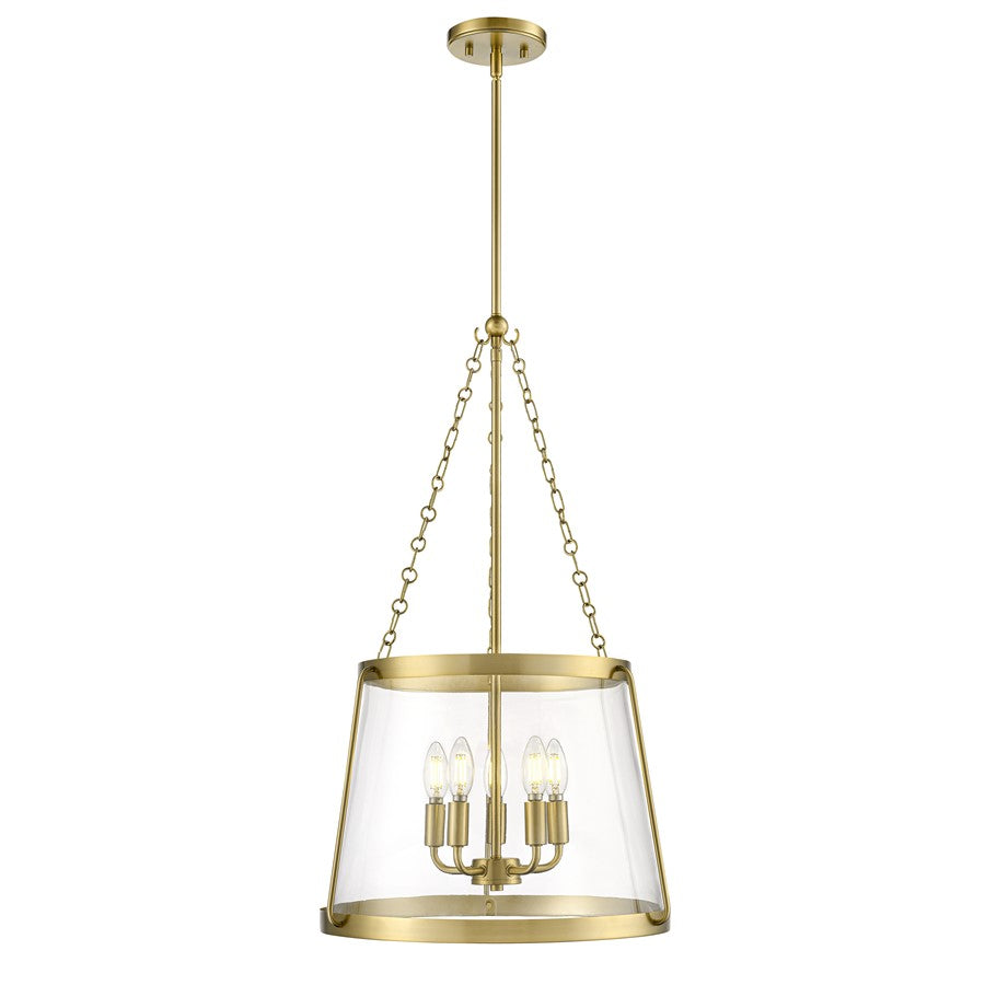 Millennium Lighting Adabella 17.75" 5Lt Pendant, Vintage Brass/Clear