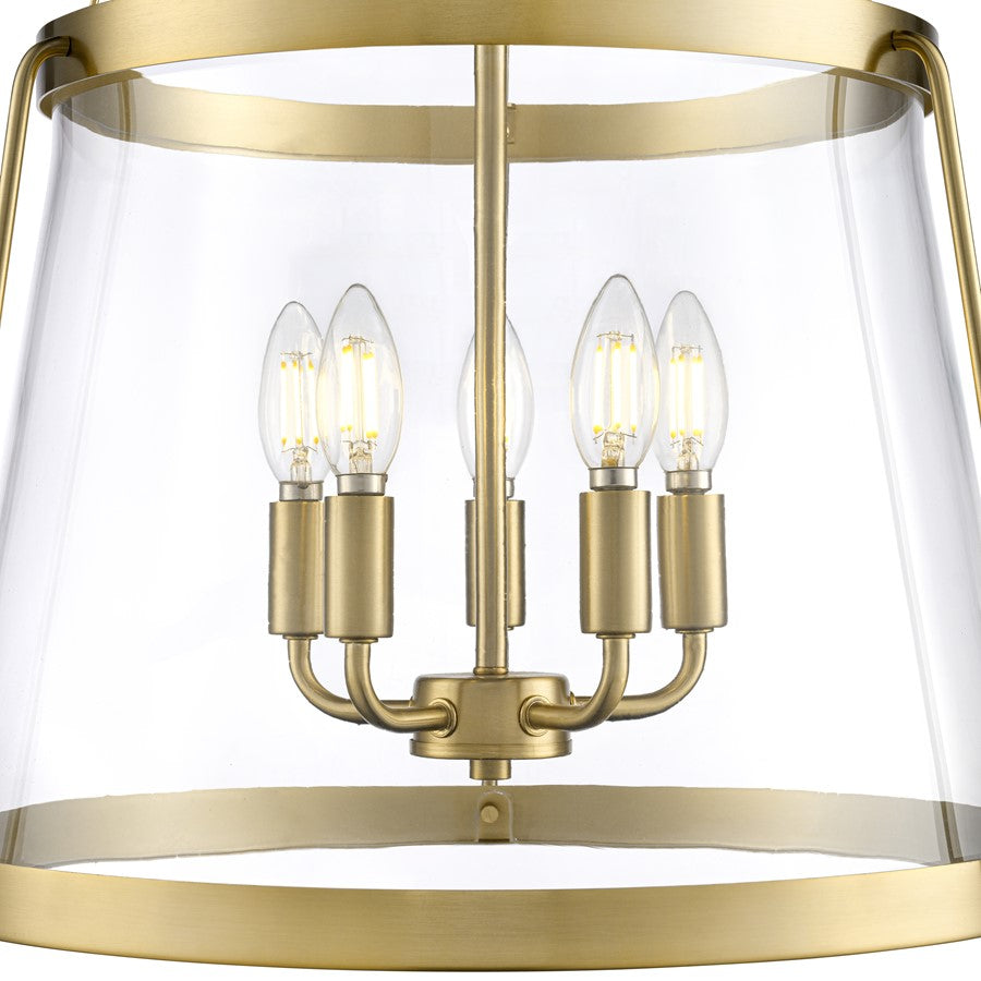 Millennium Lighting Adabella 17.75" 5Lt Pendant, Vintage Brass/Clear