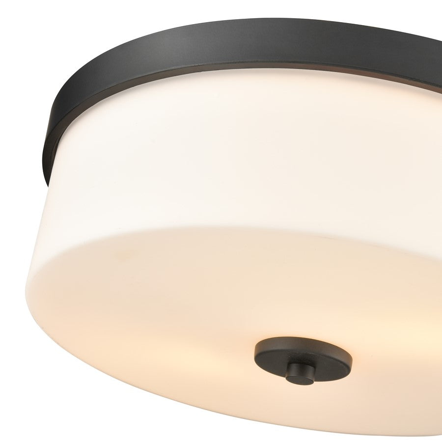 Millennium Lighting Laphia 2Lt 13" Flushmount, Black/Etched Opal