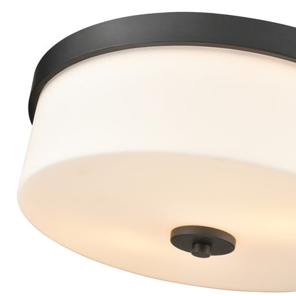 Millennium Lighting Laphia 2Lt 13" Flushmount, Black/Etched Opal
