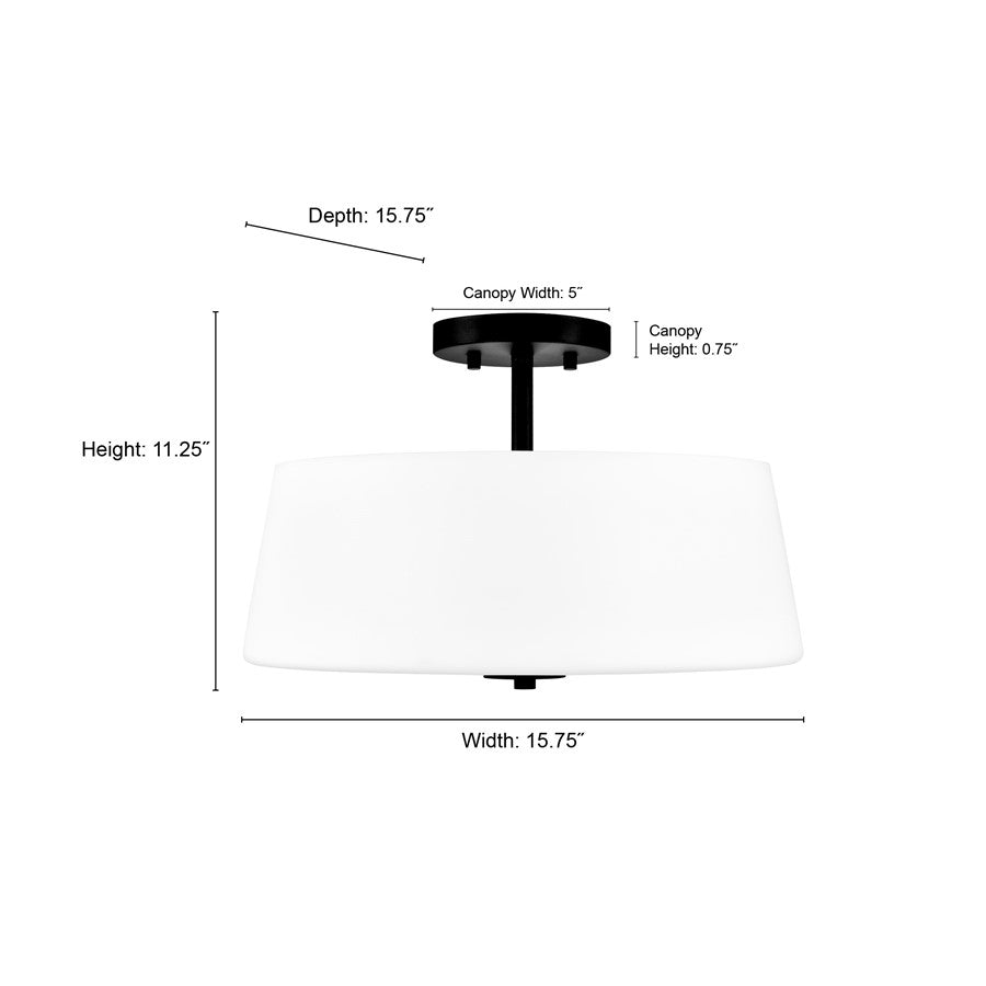 Millennium Laphia 3Lt 16" Semi-Flush Mount, Nickel/Etched Opal