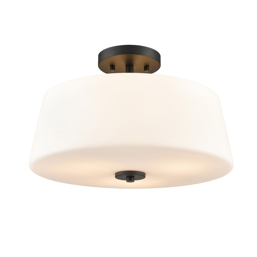 Millennium Lighting Laphia 3Lt 16" Semi-Flush, Black/Etched Opal - 214103-MB