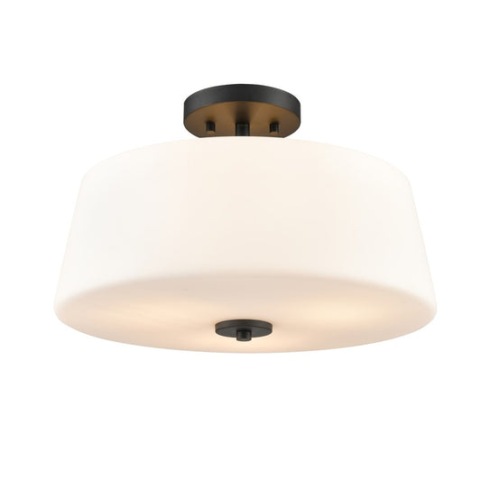 Millennium Lighting Laphia 3Lt 16" Semi-Flush, Black/Etched Opal - 214103-MB