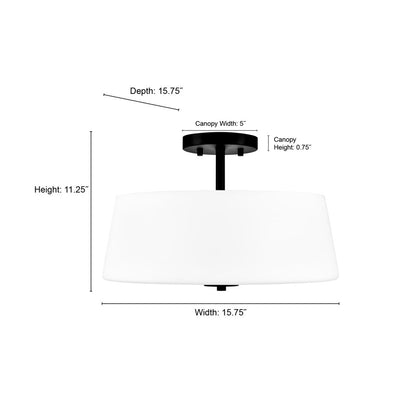 Millennium Lighting Laphia 3Lt 16" Semi-Flush, Black/Etched Opal