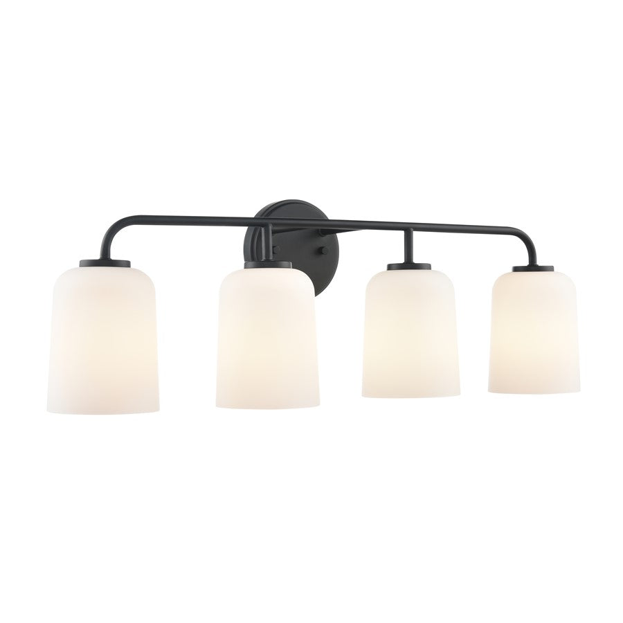 Millennium Lighting Laphia 4Lt 28" Vanity, Black/Etched Opal - 214104-MB