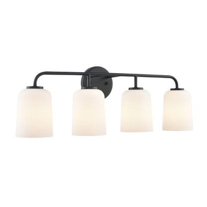 Millennium Lighting Laphia 4Lt 28" Vanity, Black/Etched Opal - 214104-MB