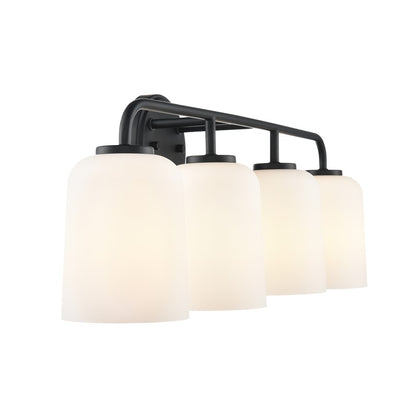 Millennium Lighting Laphia 4Lt 28" Vanity, Black/Etched Opal
