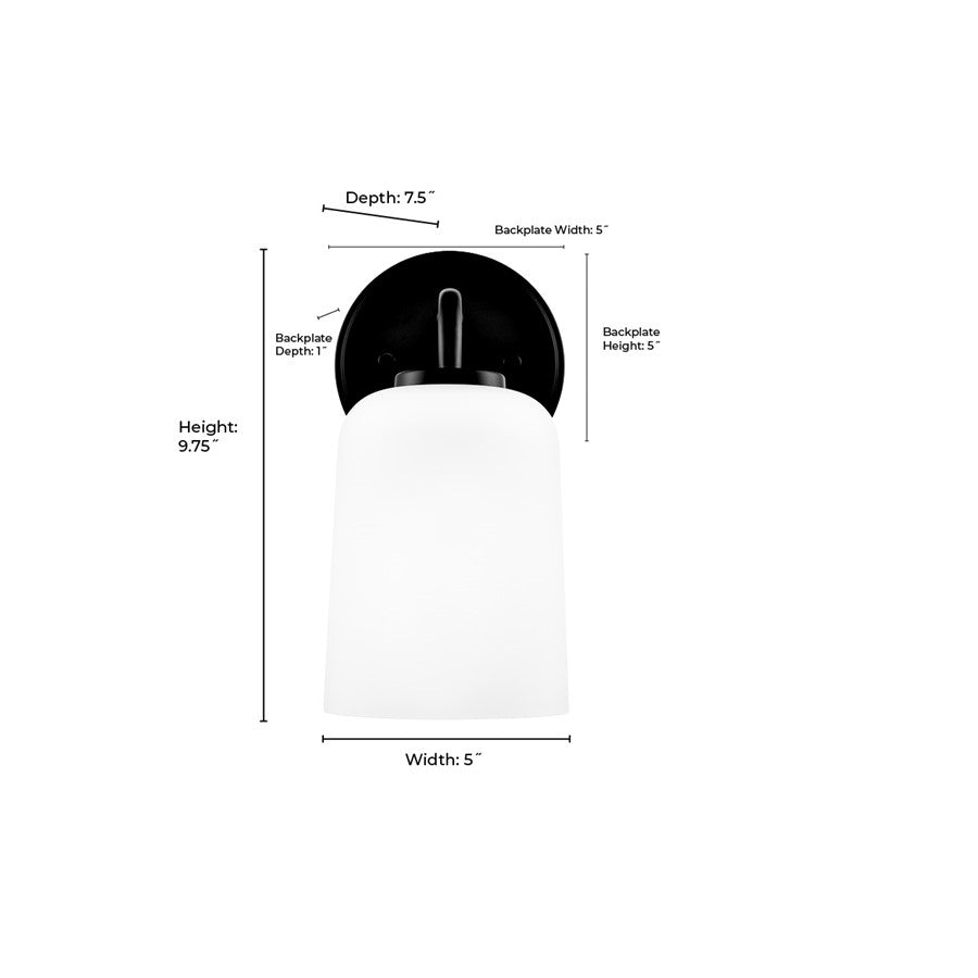 Millennium Lighting Laphia 1Lt 5" Wall Sconce, Nickel/Etched Opal