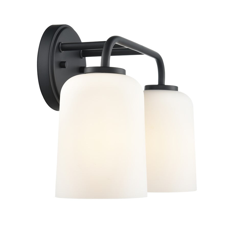 Millennium Lighting Laphia 2Lt 14" Vanity, Black/Etched Opal