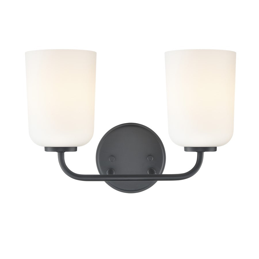 Millennium Lighting Laphia 2Lt 14" Vanity, Black/Etched Opal