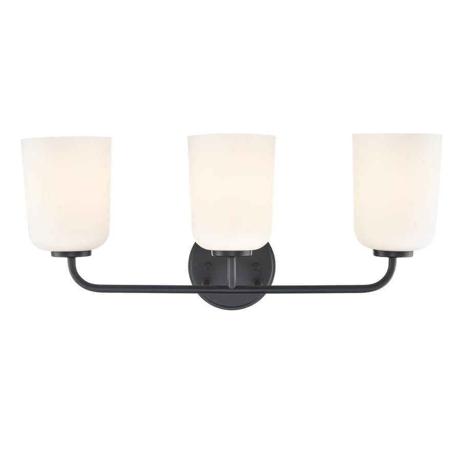 Millennium Lighting Laphia 3Lt 22" Vanity, Black/Etched Opal