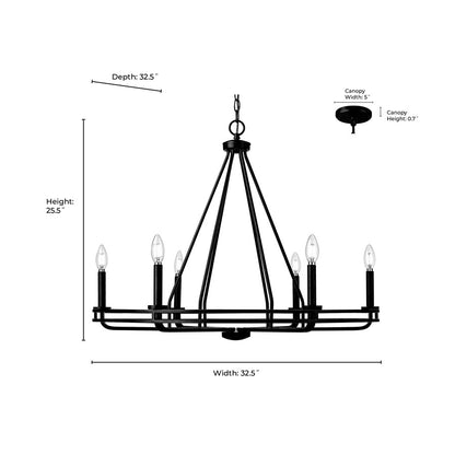 Millennium Lighting Jody 6Lt 33" Chandelier, Vintage Brass