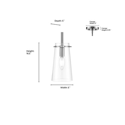 Millennium Lighting Maccan 1Lt 5" Pendant, Vintage Brass/Clear