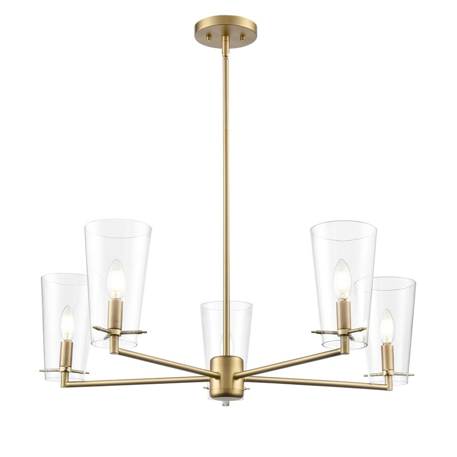Millennium Lighting Maccan 5Lt 31" Chandelier, Vintage Brass/Clear - 217005-VB