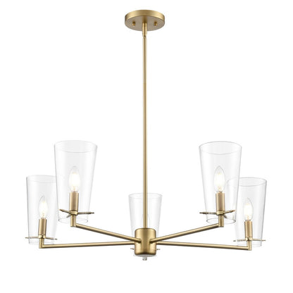 Millennium Lighting Maccan 5Lt 31" Chandelier, Vintage Brass/Clear - 217005-VB