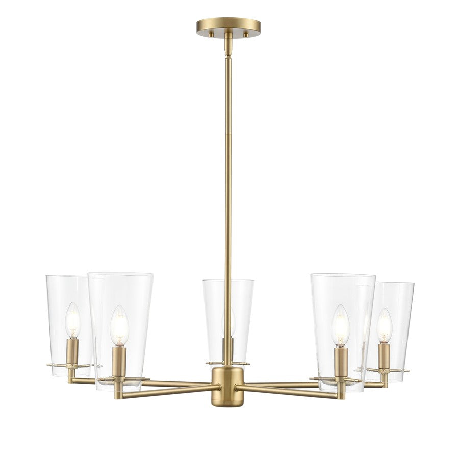 Millennium Lighting Maccan 5Lt 31" Chandelier, Vintage Brass/Clear