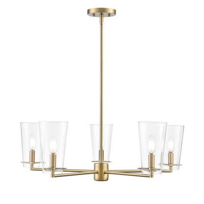 Millennium Lighting Maccan 5Lt 31" Chandelier, Vintage Brass/Clear