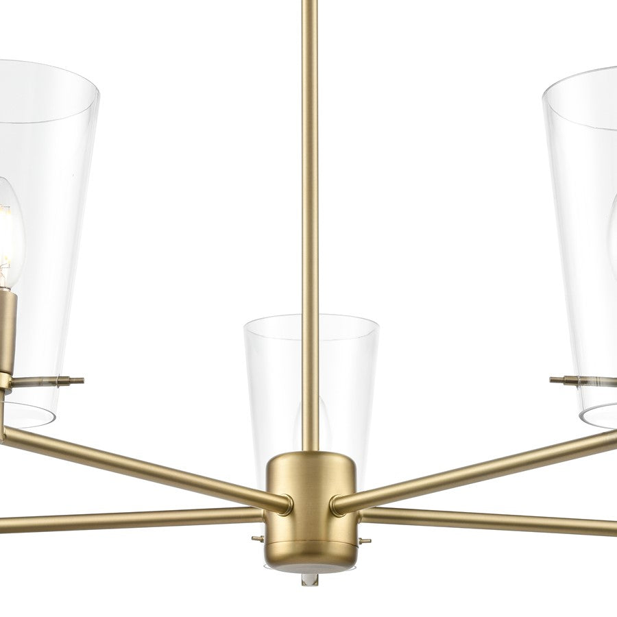 Millennium Lighting Maccan 5Lt 31" Chandelier, Vintage Brass/Clear