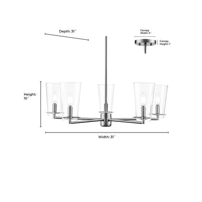 Millennium Lighting Maccan 5Lt 31" Chandelier, Vintage Brass/Clear