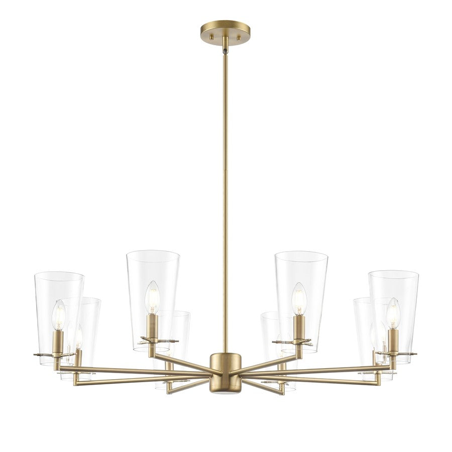 Millennium Lighting Maccan 8Lt 39" Chandelier, Vintage Brass/Clear - 217008-VB