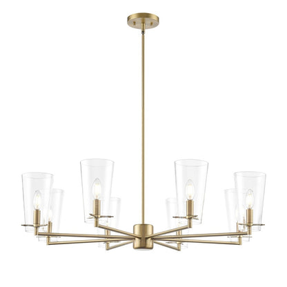 Millennium Lighting Maccan 8Lt 39" Chandelier, Vintage Brass/Clear - 217008-VB