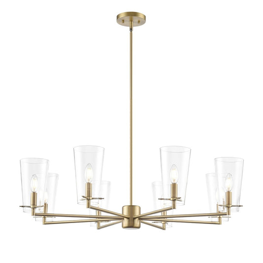 Millennium Lighting Maccan 8Lt 39" Chandelier, Vintage Brass/Clear - 217008-VB