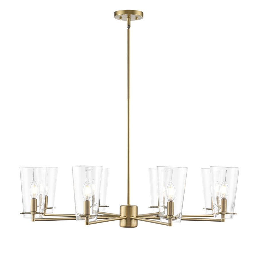 Millennium Lighting Maccan 8Lt 39" Chandelier, Vintage Brass/Clear