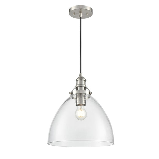 Millennium Lighting Khrisa 1Lt 15" Pendant, BN/Clear Hammered - 218101-BN