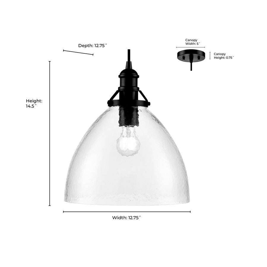 Millennium Lighting Khrisa 1Lt 15" Pendant, PN/Clear Hammered