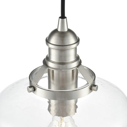 Millennium Lighting Khrisa 1Lt 16" Pendant, BN/Clear Hammered