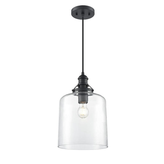 Millennium Lighting Khrisa 1Lt 16" Pendant, Black/Clear Hammered - 218201-MB