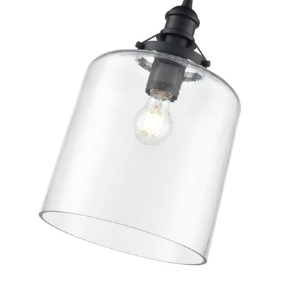 Millennium Lighting Khrisa 1Lt 16" Pendant, Black/Clear Hammered