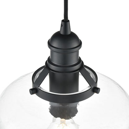 Millennium Lighting Khrisa 1Lt 16" Pendant, Black/Clear Hammered