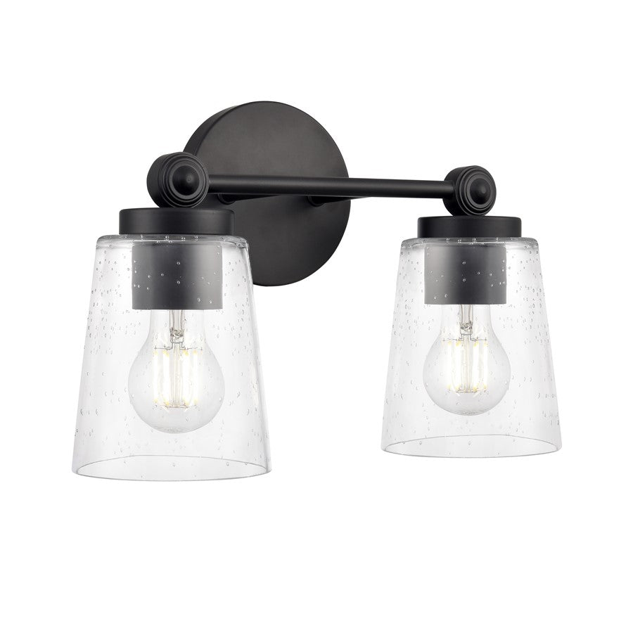 Millennium Lighting Lauryn 2Lt 14" Vanity, Black/Clear Seeded - 22002-MB