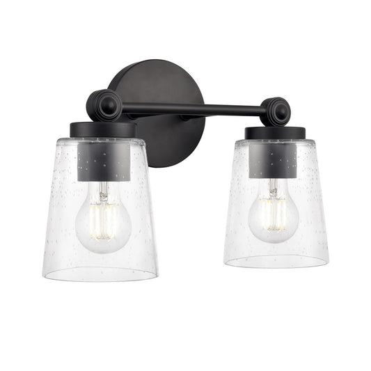 Millennium Lighting Lauryn 2Lt 14" Vanity, Black/Clear Seeded - 22002-MB