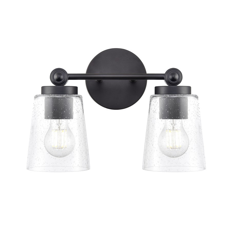 Millennium Lighting Lauryn 2Lt 14" Vanity, Black/Clear Seeded
