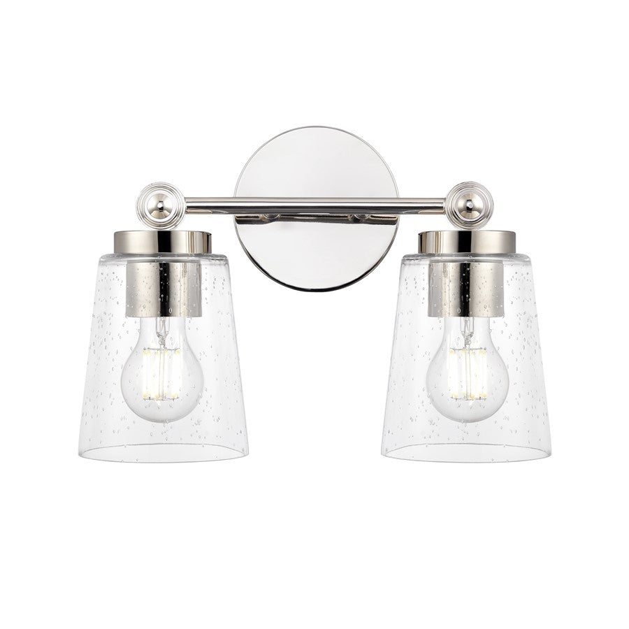 Millennium Lighting Lauryn 2Lt 14" Vanity, Nickel/Clear Seeded