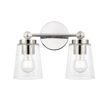 Millennium Lighting Lauryn 2Lt 14" Vanity, Nickel/Clear Seeded